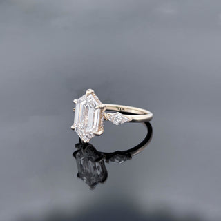NADIA – 3 Carat Hexagon Modified Step Cut LGD Ring in 14K Yellow Gold