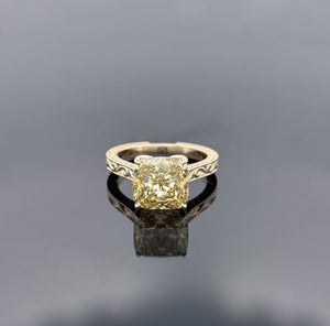 HELENA – 6 Carat Cushion Square LGD Ring in 14K Yellow Gold