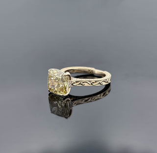 HELENA – 6 Carat Cushion Square LGD Ring in 14K Yellow Gold