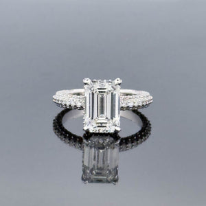 AMARA – 4 Carat Emerald Cut Diamond Ring in 14K White Gold
