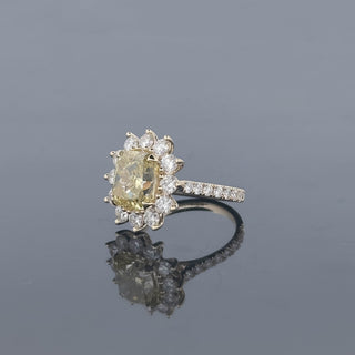 DIANA – 5 Carat Cushion Cut Diamond Bezel Ring in 14K Yellow Gold