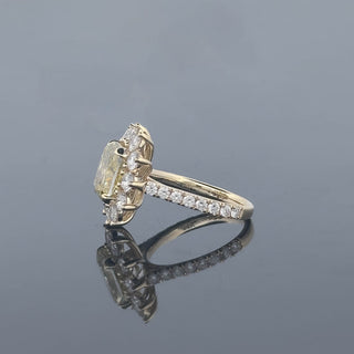 DIANA – 5 Carat Cushion Cut Diamond Bezel Ring in 14K Yellow Gold