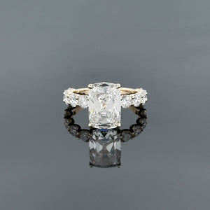 CELINE – 5 Carat Cushion LGD Ring in 14K Yellow Gold