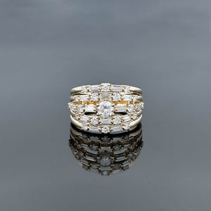 VALERIA – 2 Carat Round and Baguette LGD Ring in 10K Yellow Gold