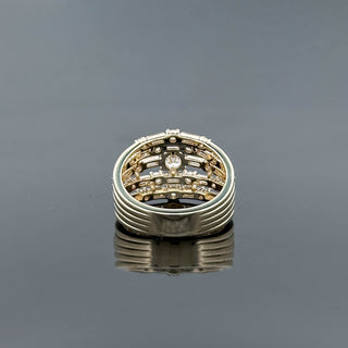 VALERIA – 2 Carat Round and Baguette LGD Ring in 10K Yellow Gold