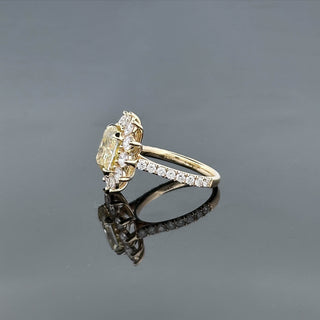 DIANA – 5 Carat Cushion Cut Diamond Bezel Ring in 14K Yellow Gold