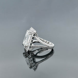 OPHELIA – 7 Carat Emerald Cut Diamond Ring in 14K White Gold