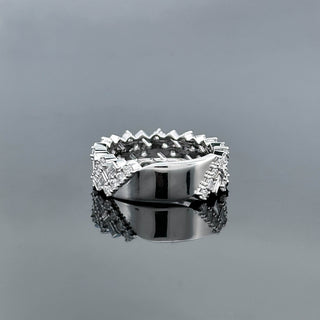 CORALIE – 2 Carats Baguette and Round Accent Ring in 10K White Gold