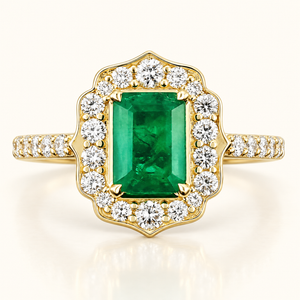 ANAIS — 2.39ct Total Natural Zambian Emerald & Lab-Grown Diamond Halo Ring