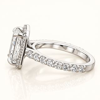 3.48 Carats Radiant Cut Center Stone Halo Diamond Ring (LGD) - 14kt Gold