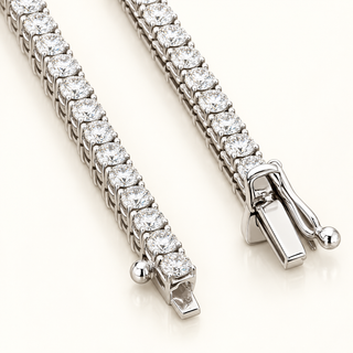 25 Carats - 3.6mm Classic 4-Prong Tennis Chain (LGD) - 18 Pointers Each 14kt Gold - 22 inches