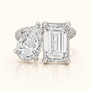 ET Moi Tet Ring with Pear and Emerald Cut Stones - 14kt Gold(LGD)