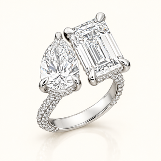 ET Moi Tet Ring with Pear and Emerald Cut Stones - 14kt Gold(LGD)