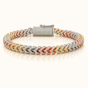 13 Carats Franco 360° Diamond Bracelet in Tri-Tone Finish - 14kt Gold