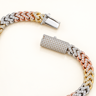 13 Carats Franco 360° Diamond Bracelet in Tri-Tone Finish - 14kt Gold