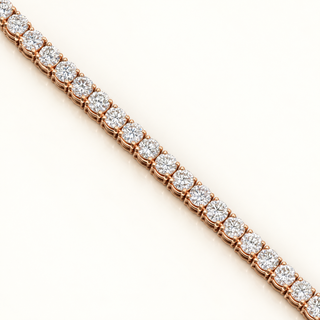 28 Carats 20-Pointer Diamond Tennis Chain, 3.8mm Width (LGD) - 14kt Rose Gold