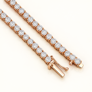 28 Carats 20-Pointer Diamond Tennis Chain, 3.8mm Width (LGD) - 14kt Rose Gold