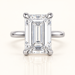 10 Carat Emerald Cut Center Stone with Hidden Halo (LGD) - 14kt Gold