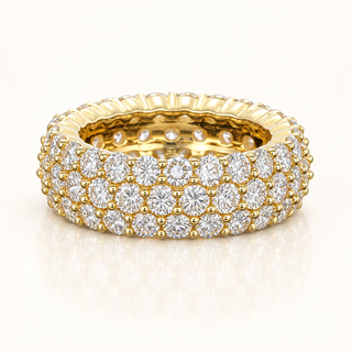 6.7 Carats Three-Row Round Brilliant Cut Eternity Ring (LGD) - 14kt Gold