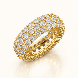 6.7 Carats Three-Row Round Brilliant Cut Eternity Ring (LGD) - 14kt Gold