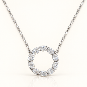 2.6 Carats Oval Cut Round Pendant with Chain - 14kt Gold