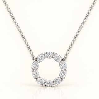 2.6 Carats Oval Cut Round Pendant with Chain - 14kt Gold