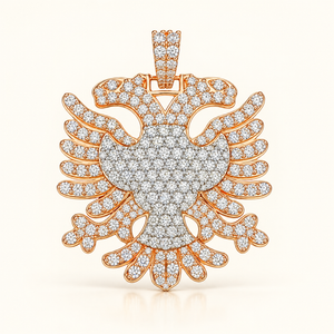 13 Carats Albanian Eagle Two-Tone Pendant 14kt Gold
