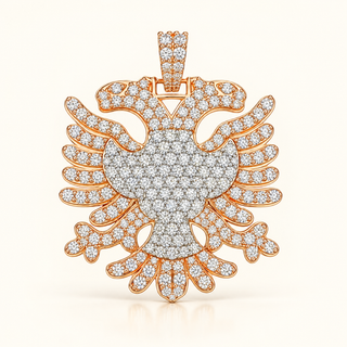 13 Carats Albanian Eagle Two-Tone Pendant 14kt Gold