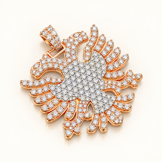 13 Carats Albanian Eagle Two-Tone Pendant 14kt Gold
