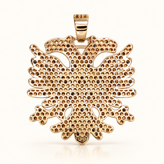 13 Carats Albanian Eagle Two-Tone Pendant 14kt Gold