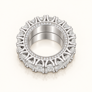 9.50 Carats Radiant Cut Eternity Ring with Round Diamonds on Gallery (LGD) - 14kt Gold