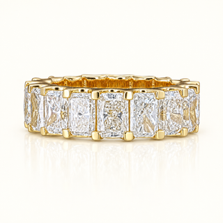 9 Carats Radiant Cut Eternity Ring with U-Shape Gallery (LGD) - 14kt Gold