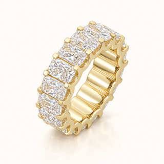 9 Carats Radiant Cut Eternity Ring with U-Shape Gallery (LGD) - 14kt Gold