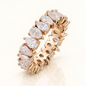 3.5 Carats Pear Cut Up-Down Eternity Ring (LGD) - 14kt Gold