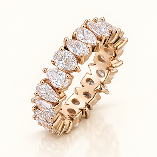 3.5 Carats Pear Cut Up-Down Eternity Ring (LGD) - 14kt Gold