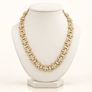 31 Carats Modified Mariner Link Chain with Pear, Oval, and Round Diamonds (LGD) - 10kt Gold