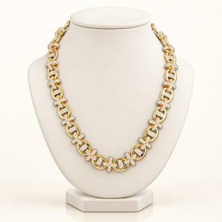 31 Carats Modified Mariner Link Chain with Pear, Oval, and Round Diamonds (LGD) - 10kt Gold