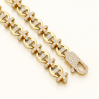 31 Carats Modified Mariner Link Chain with Pear, Oval, and Round Diamonds (LGD) - 10kt Gold