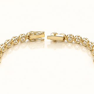 7.5 Carats Round Diamond Cluster Tennis Bracelet - 14kt Gold