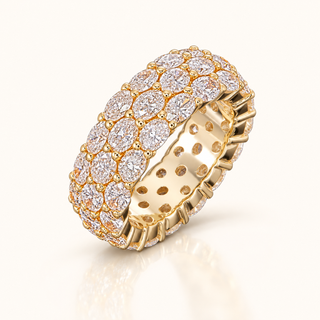 6 Carats Three-Row Oval-Cut Eternity Ring (East-West Design) - 14kt Gold