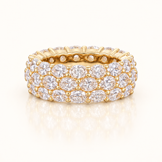 6 Carats Three-Row Oval-Cut Eternity Ring (East-West Design) - 14kt Gold
