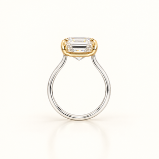 8 Carats Emerald-Cut Ring with Elegant Two-Tone Gold Shank -14kt Gold