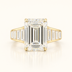6 Carats Emerald Cut Center with Graduating Baguettes Shank - 14kt Gold