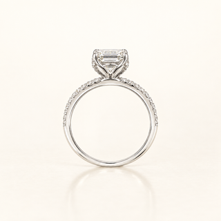 3 Carats Emerald Cut in Floral Basket Setting - 14kt Gold