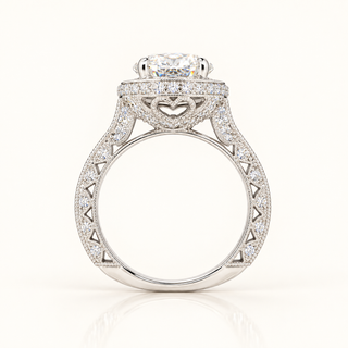 3 Carats Round Center Set in a Vintage Art Deco Setting (LGD) - 14kt Gold