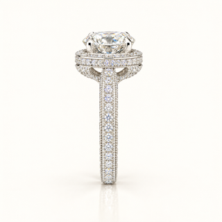 3 Carats Round Center Set in a Vintage Art Deco Setting (LGD) - 14kt Gold
