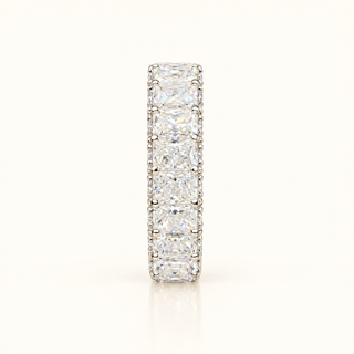 9 Carats Radiant Cut Eternity Ring with Round Diamonds on the Gallery - 14kt Gold