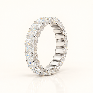 9 Carats Radiant Cut Eternity Ring with Round Diamonds on the Gallery - 14kt Gold