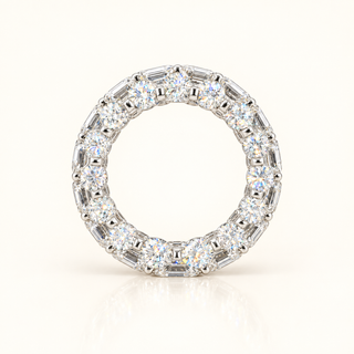 18 Carats Hexagon-Cut Center in an Eternity Frame, Round Diamonds on Sides and Inside Gallery - 14kt Gold