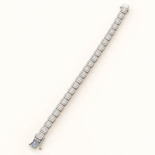 8 Carats Baguette and Round Diamond Tennis Bracelet (LGD) - 10kt Gold